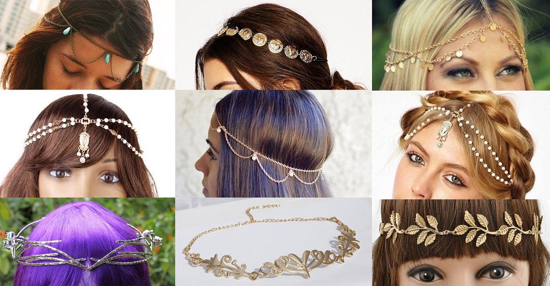 alt Haidbands, hair crowns nebo hair chains v orientálním stylu… Výběr je široký.
